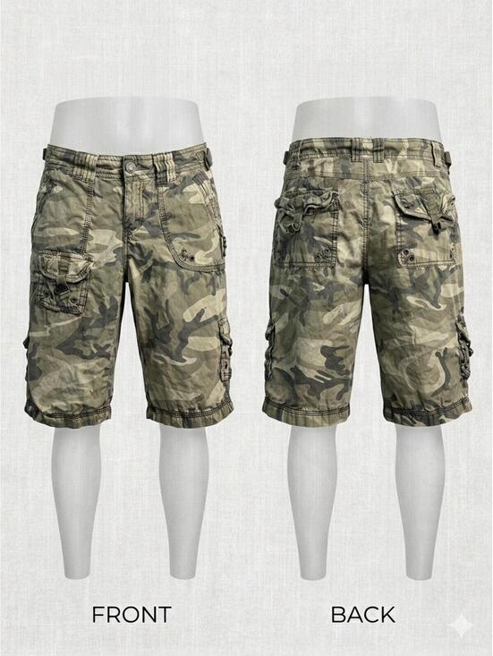 Other - 🪖 Y2K Camo Cargo Utility Shorts Womens 5/6 26-1 🪖